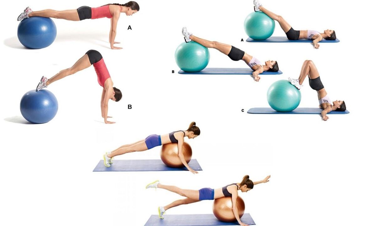 Effective exercises for preventing osteochondrosis of the spine on fitball